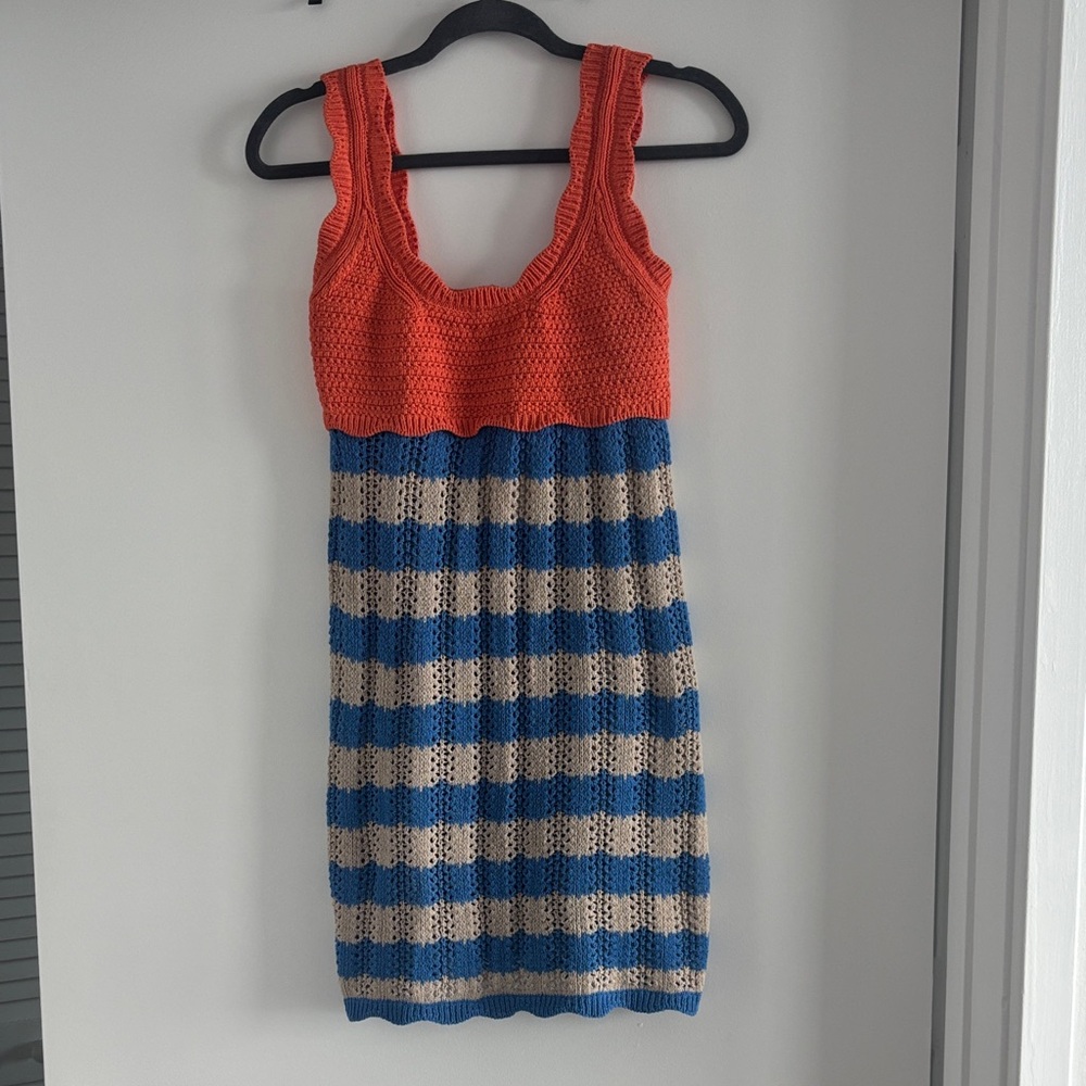Zara Size S Dress in Orange and Blue
